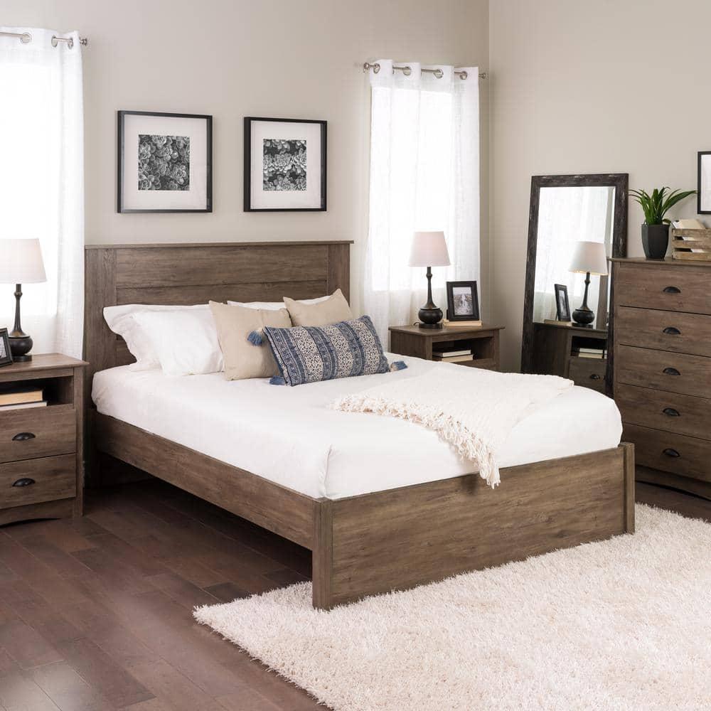 Queen 4 Post Platform Bed Drifted Gray - Prepac: Sleek Storage, No Box Spring Required