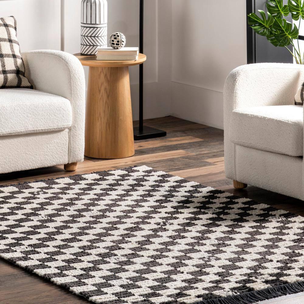Nuloom Pania Geometric 4x6 Indoor Area Rug for Living Room Bedroom Dining Room Kitchen, Dark Grey