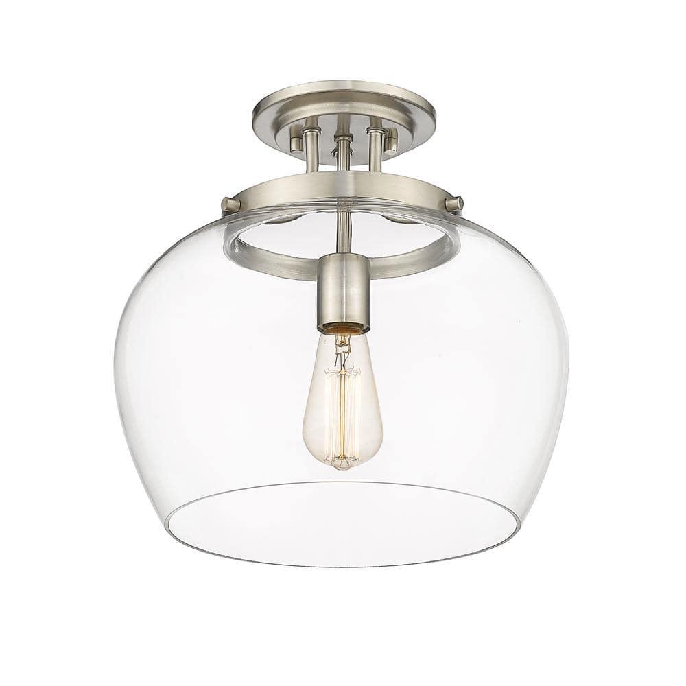 Joliet 13" Brushed Nickel Semi-Flush Mount with Bordeaux Glass Shade