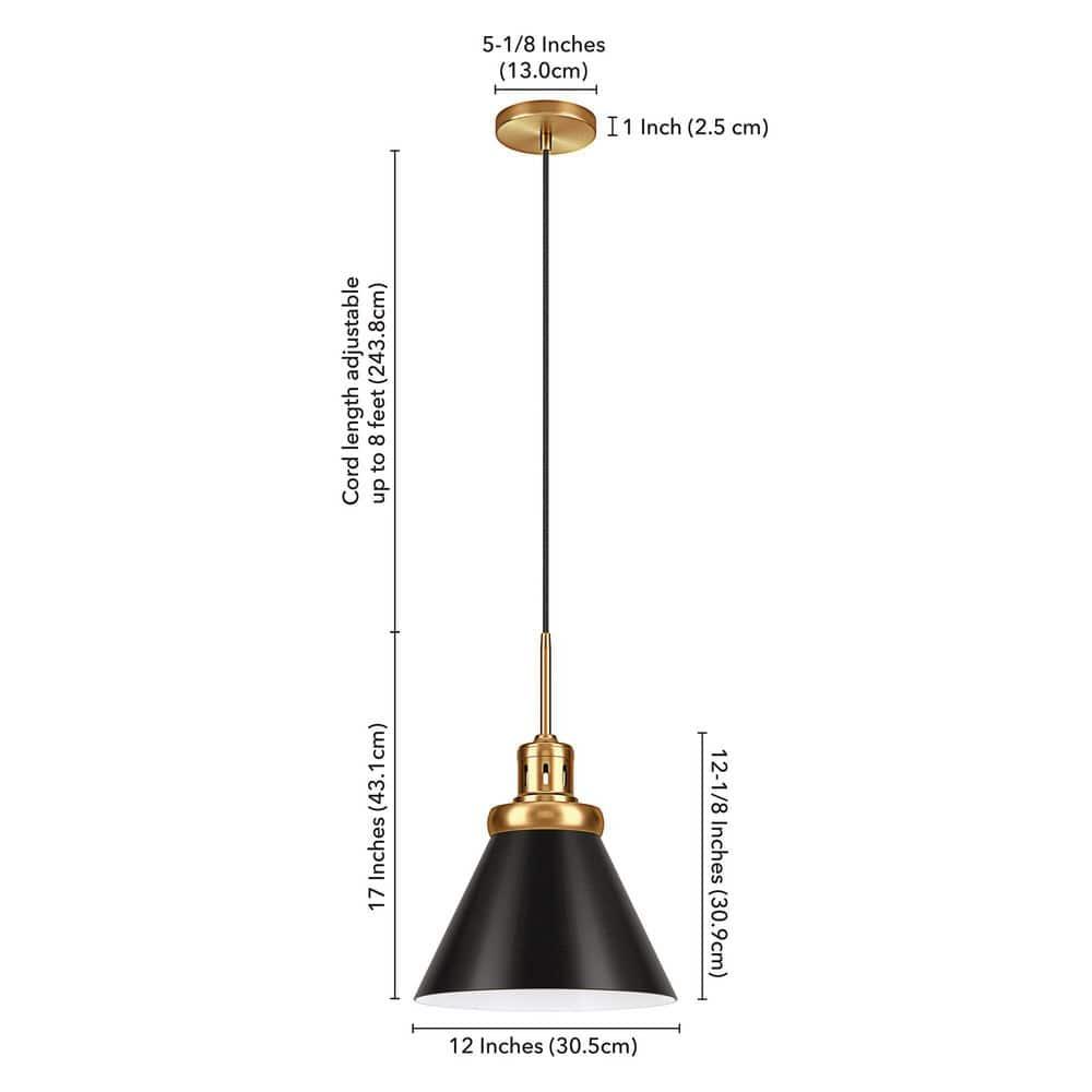 Evelyn&Zoe 17" Brushed Brass/Blackened Bronze Pendant