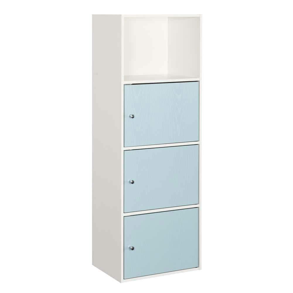 Convenience Concepts Xtra Storage 3 Door Cabinet with Shelf, White/Sea Foam Blue