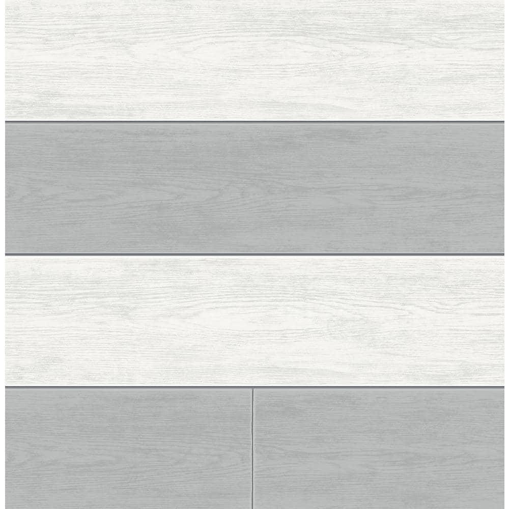 NextWall Argos Grey Two Toned Shiplap Peel and Stick Wallpaper