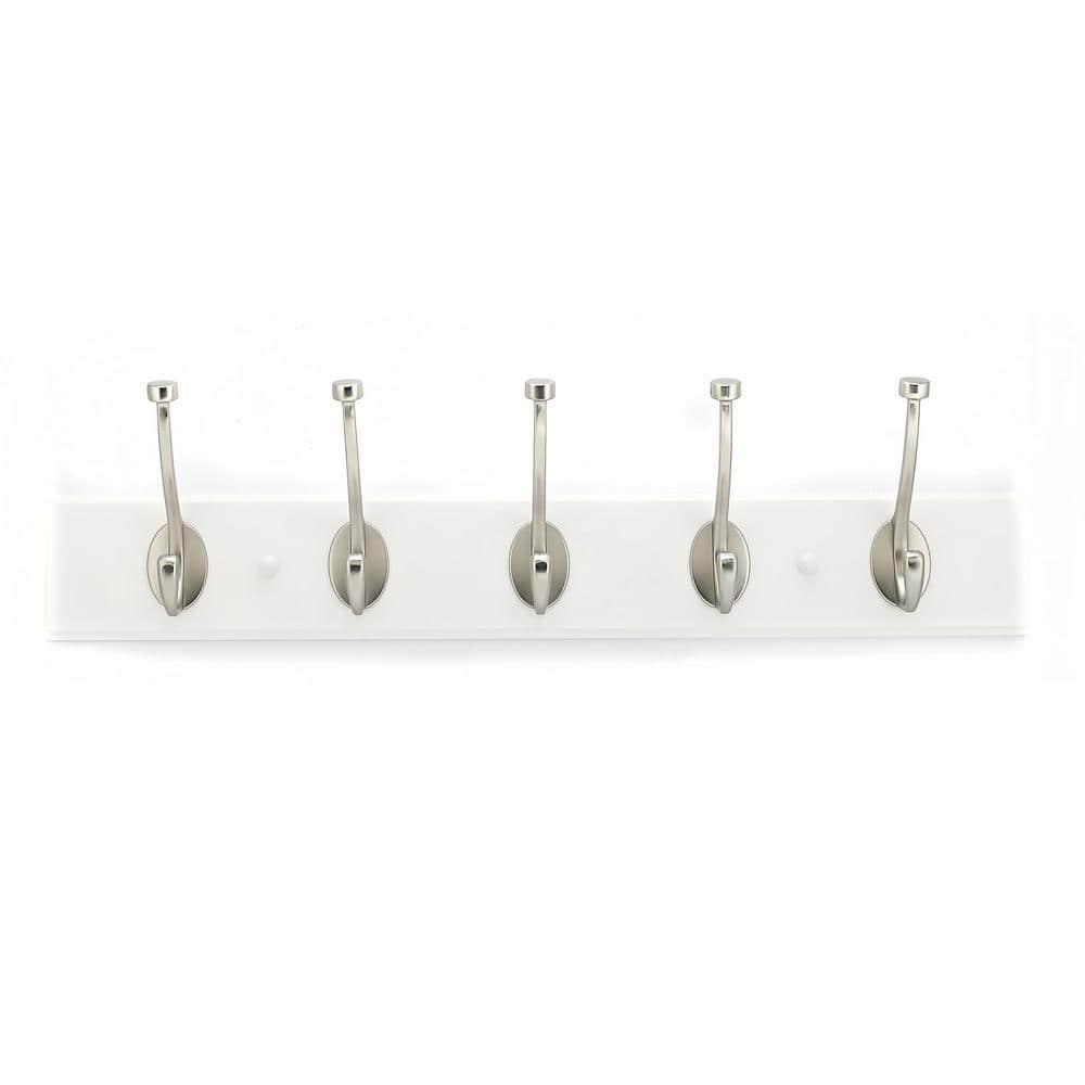 25-5/8 in. (650 mm) White and Brushed Nickel Transitional Hook Rack