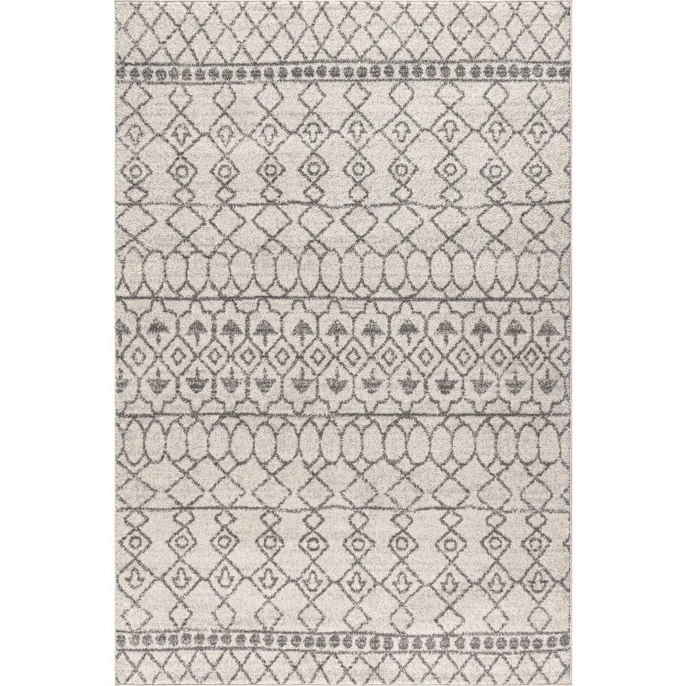 8'x10' Izil Moroccan Beni Souk Area Rug, Cream/Gray - JONATHAN Y