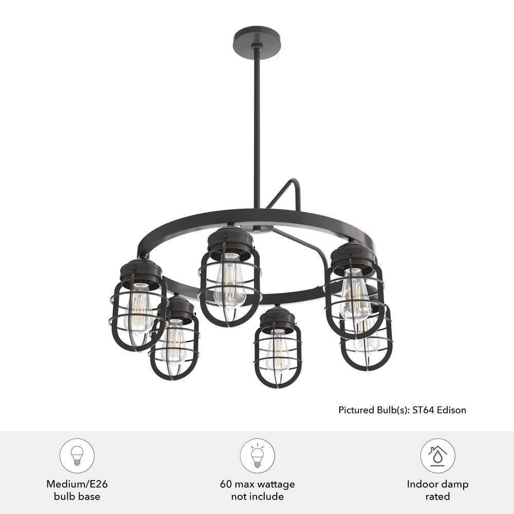 Starklake 6 - Light Unique / Statement Wagon Wheel Chandelier