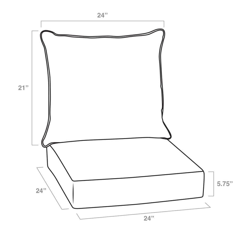 Arden 24"x24" Outdoor Deep Seat Set Black Aurora Damask: Water-Resistant, UV-Protected, Zippered Polyester Fiber Cushions