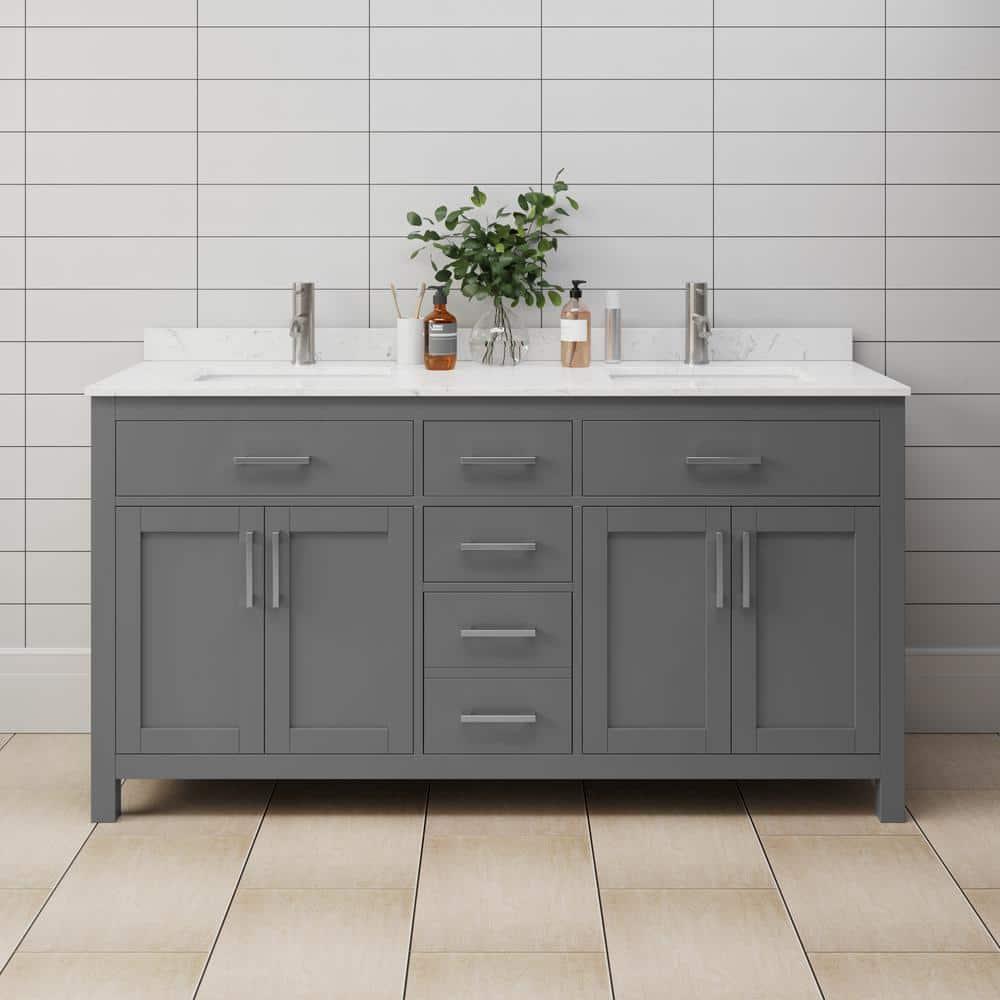 Beckett 66" Freestanding Double Bathroom Vanity with Cultured Marble Top