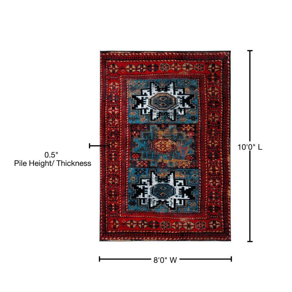 Vintage Hamadan VTH213 Power Loomed Area Rug - Red/Light Blue - 8'x10' - Safavieh.
