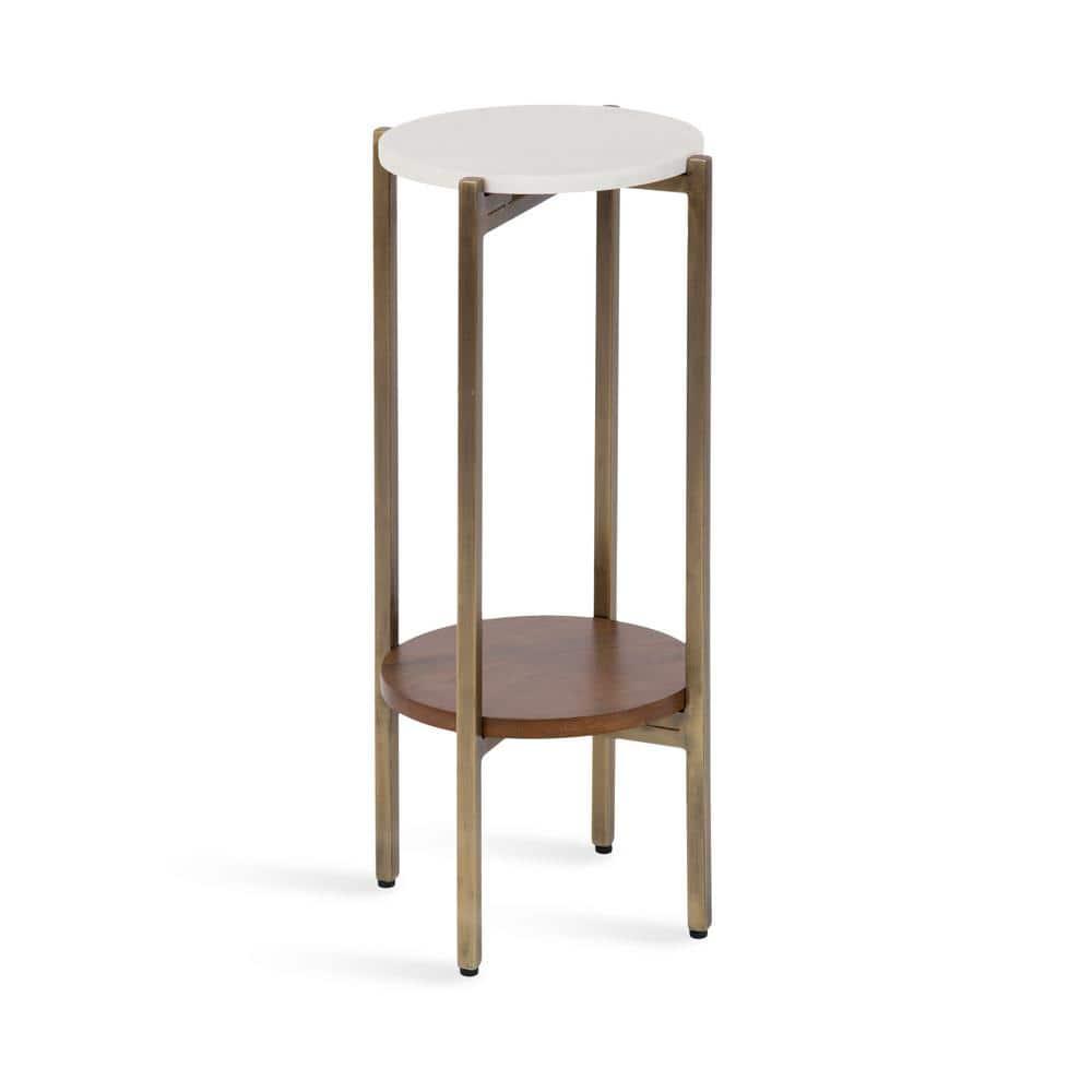 Kate and Laurel Moxley  Metal Tea Table, 11x11x25, Walnut Brown