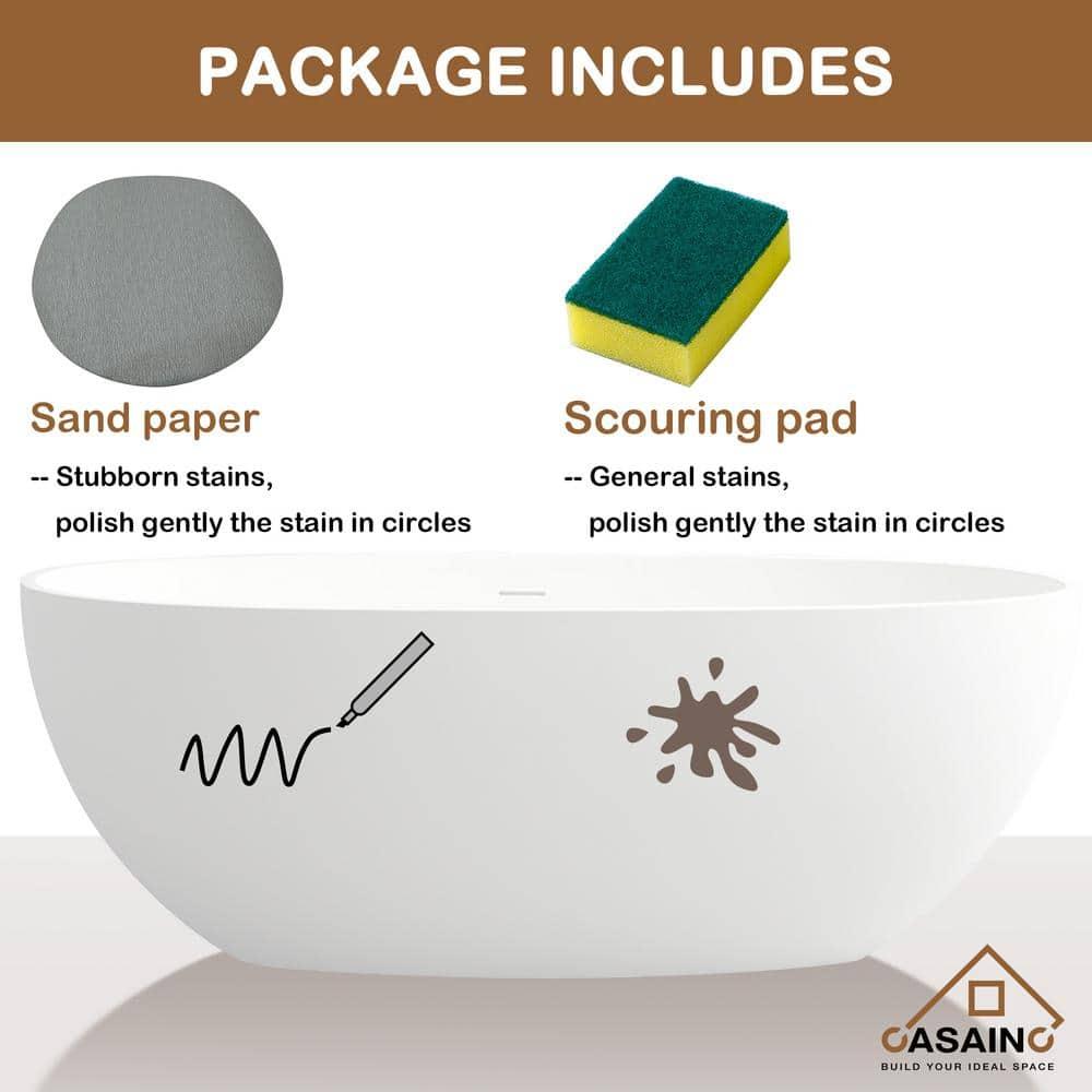 CASAINC Monaco 67 inch White Big Freestanding Stone Solid Surface Bathtub CA-MJ39327