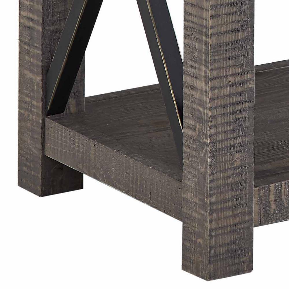 Dexter Sofa Table Distressed Gray - Steve Silver Co.: Rustic Style, Metal X Motif, Bottom Shelf