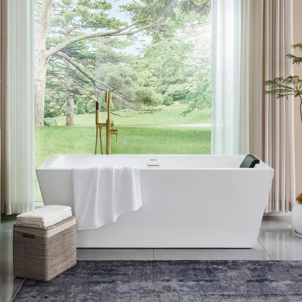 Orion 59'' x 30'' Freestanding Soaking Acrylic Bathtub