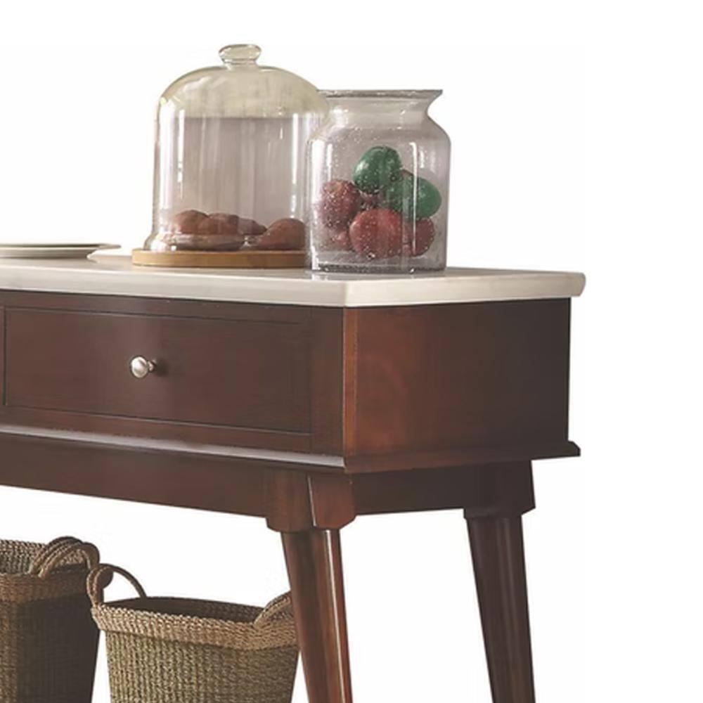 ACME Gasha 2-Drawer Wooden Server with Bottom Shelf in White and Walnut