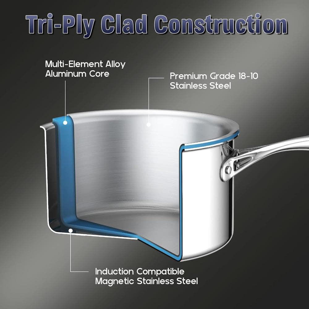 3 Quarts Stainless Steel Saute Pan with Lid