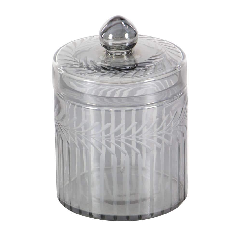 DecMode 7", 10"H Gray Glass Handmade Decorative Jars, 2-Pieces