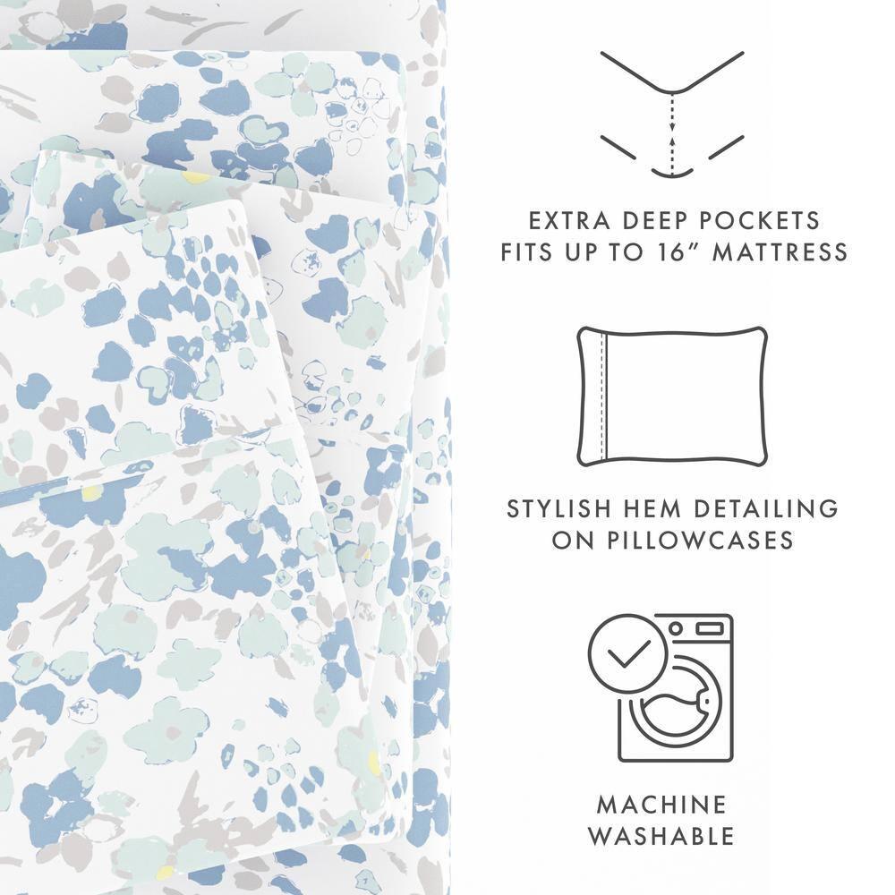 IEnjoy Home Violets Pattern Microfiber Sheet Set
