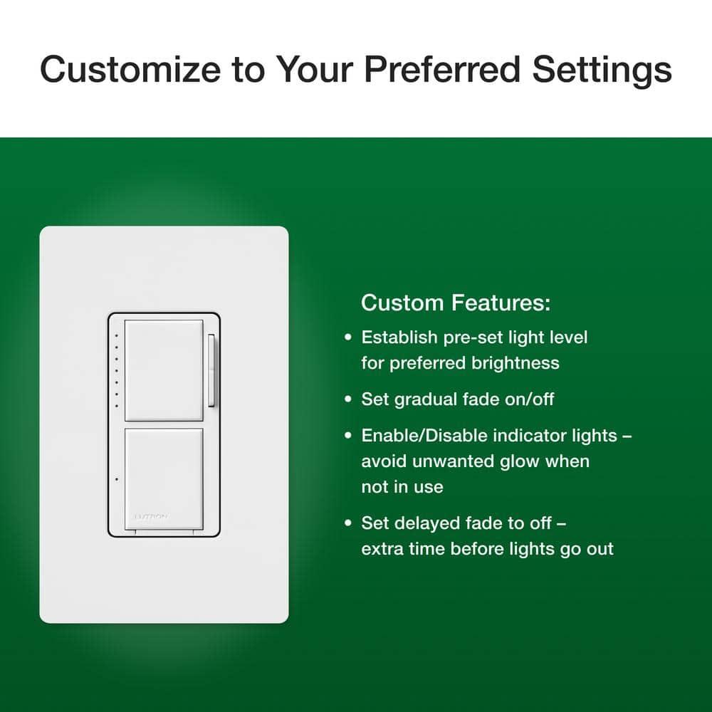 Lutron Maestro LED+ Dual Dimmer and Switch for 75-Watt LED Bulbs/2.5A Fans, Single Pole, White
