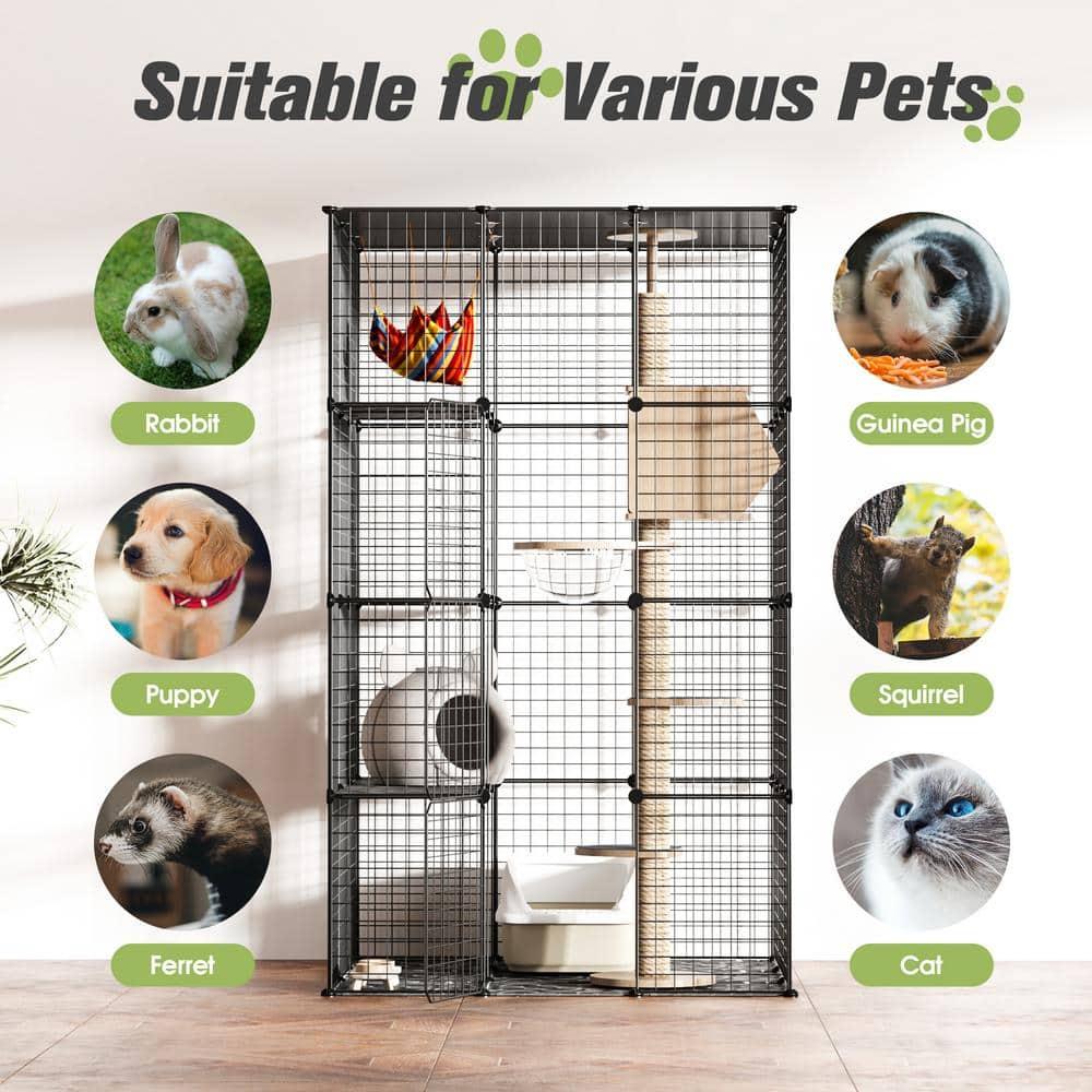 Coziwow Extra Large DIY Cat Cage Playpen, Metal Wire Kennels, Pet Cage for Rabbit Small Animal Indoor, Black