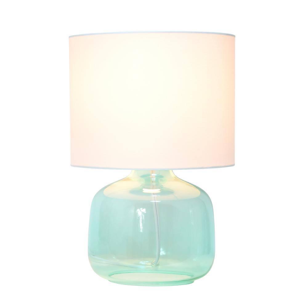 Glass Table Lamp with Fabric Shade Aqua - Simple Designs: Modern Bedside, No Assembly Required