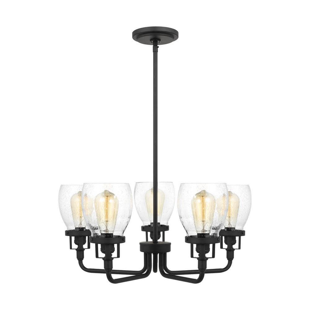 Midnight Black 5-Light Chandelier with Clear Seeded Glass