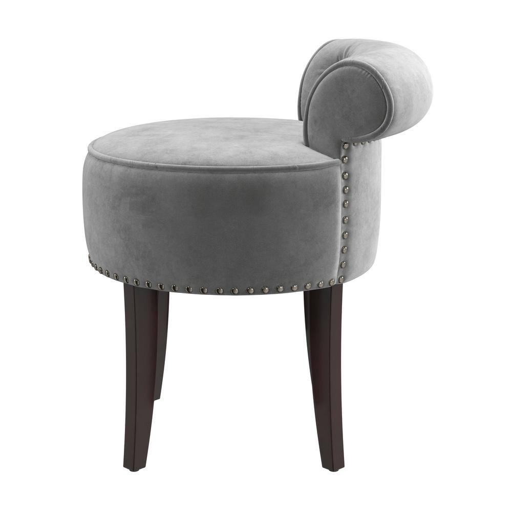 22.5" Lena Wood and Upholstered Vanity Stool Gray - Hillsdale Furniture