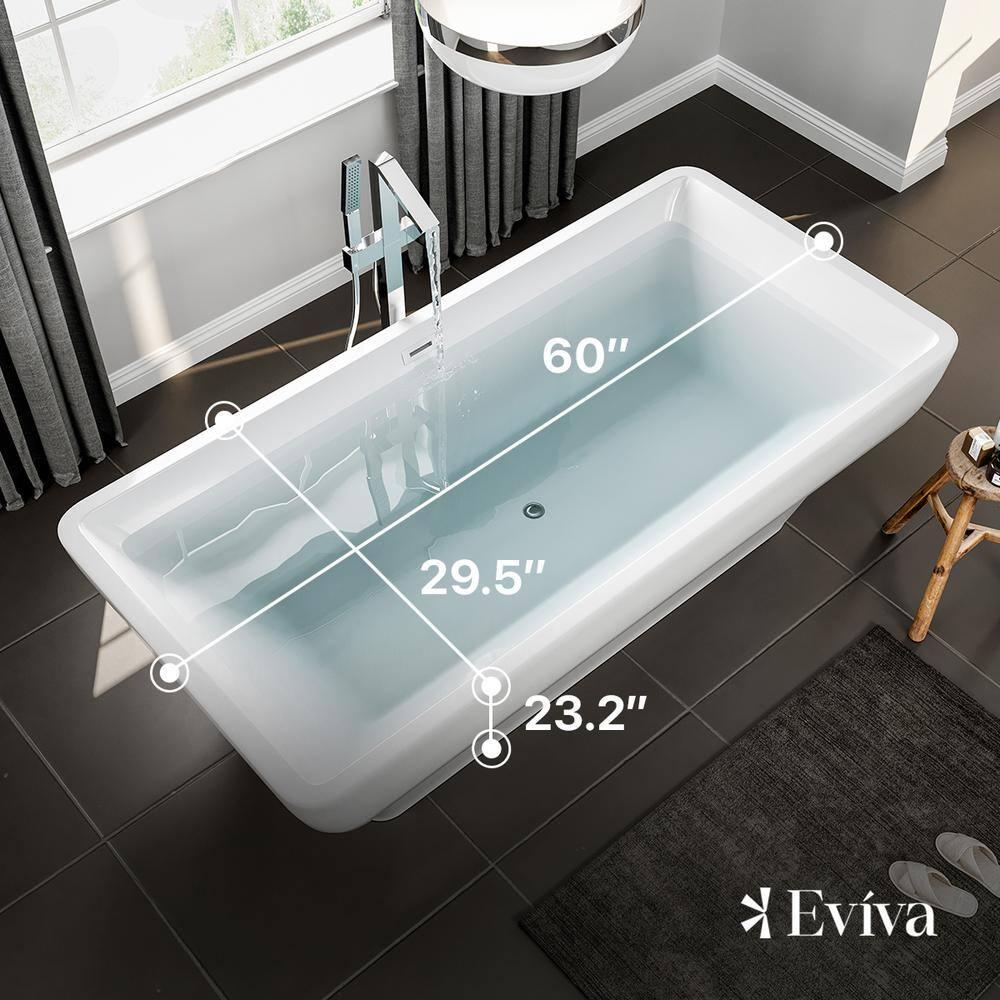 Eviva 59'' x 29'' Freestanding Soaking Acrylic Bathtub EVTB1015-60WH