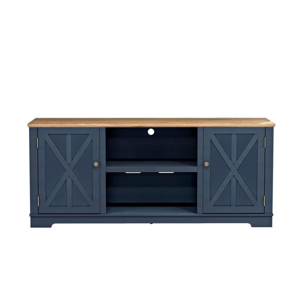 70" Classic Style TV Stand for TVs up to 78" Navy - Festivo: Media Console with Adjustable Shelves