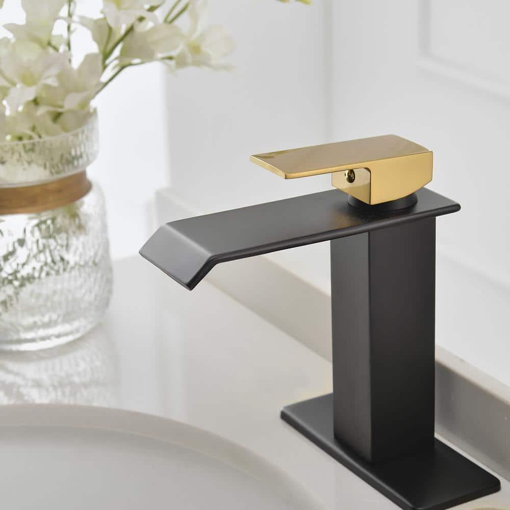 BWE Waterfall Single Hole Single-Handle Low-Arc Bathroom Faucet With Pop-up Drain Assembly