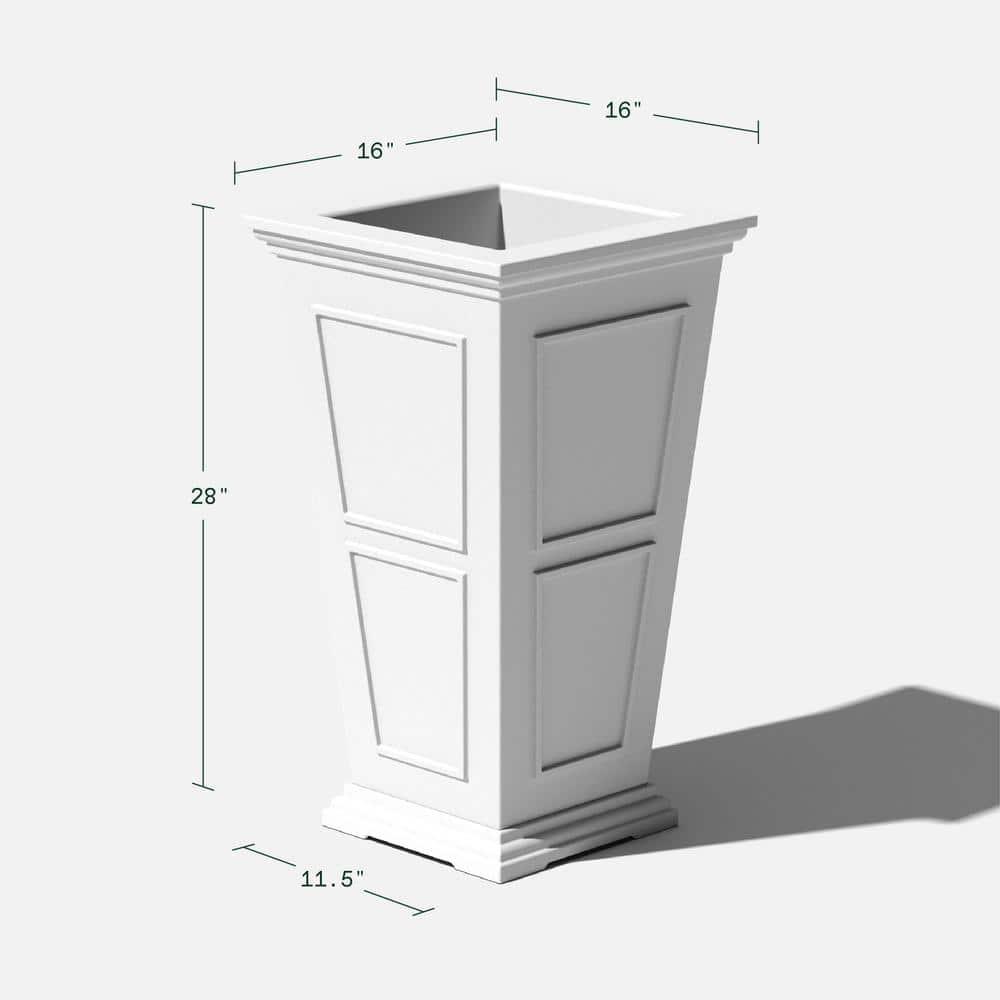 Veradek Brixton Tall 28" Plastic Planter - White