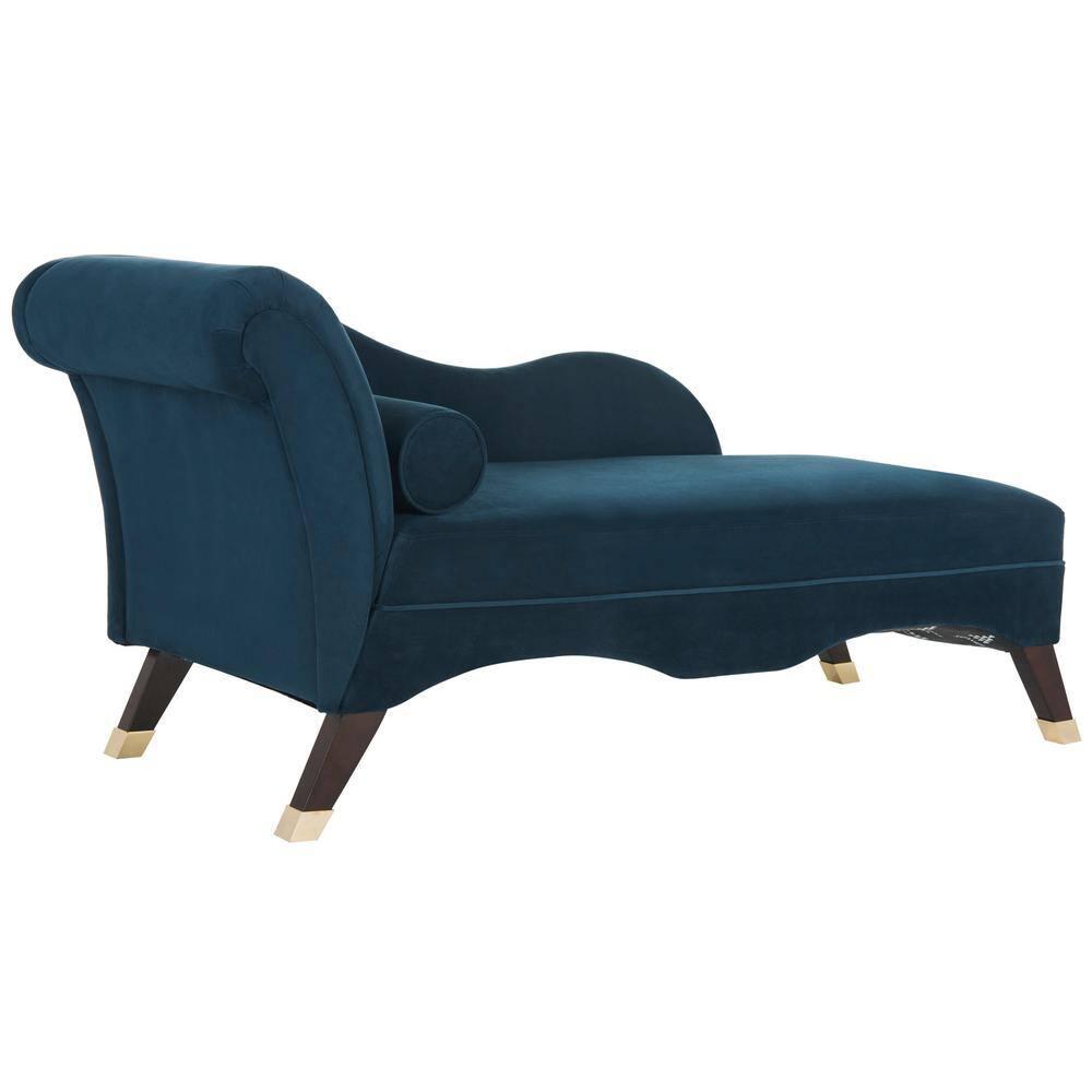 Caiden Vevlet Chaise with Pillow - Navy - Safavieh.