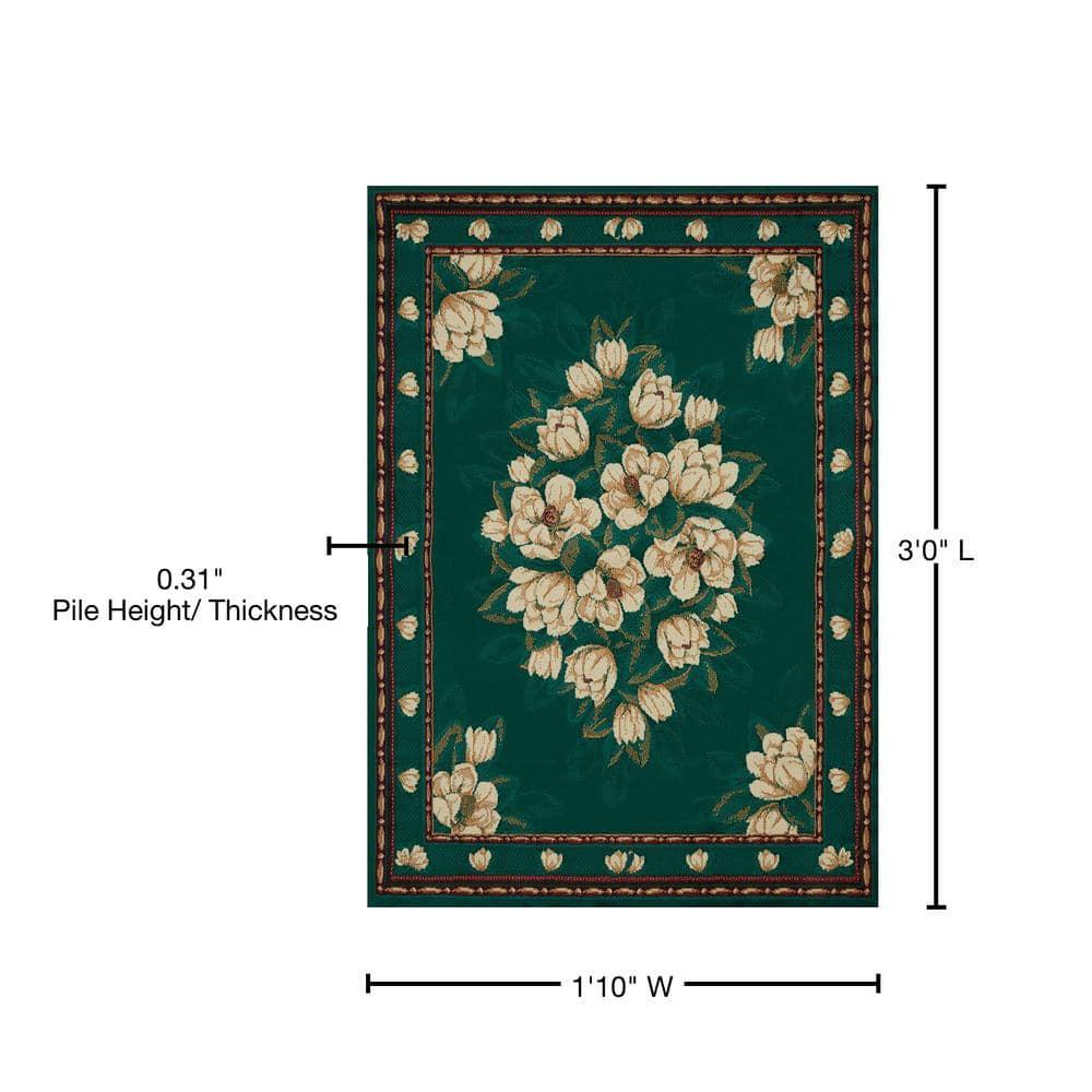 United Weavers Brunswick Eloise Traditional Floral Accent Rug, Hunter, 1'10" x 3'