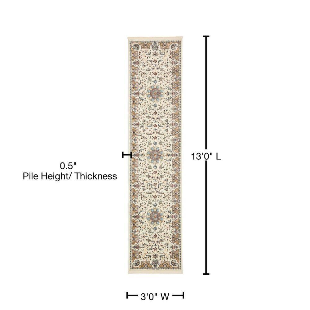 Unique Loom Narenj Collection Area Rug - Newcastle (3' x 13' 1" Runner Ivory/Beige)