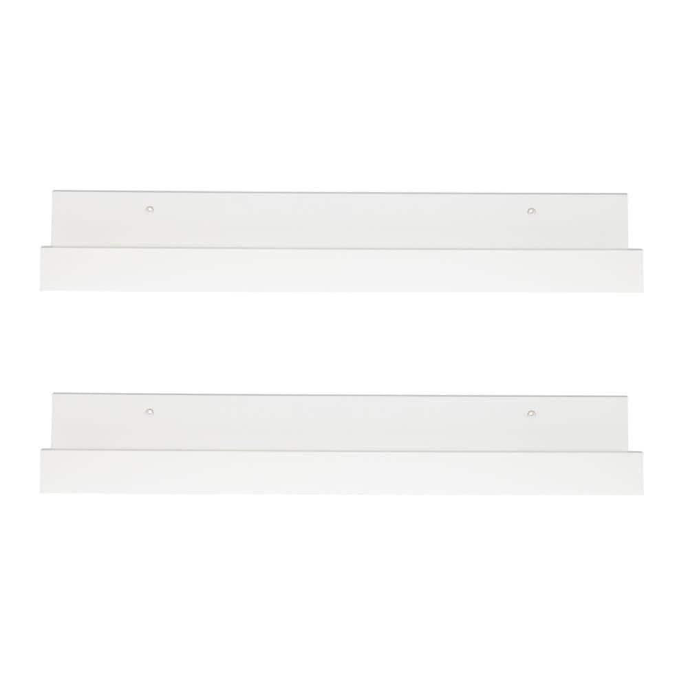 Kate and Laurel Rectangle Floating Shelves, 25.21" x 5.81", White