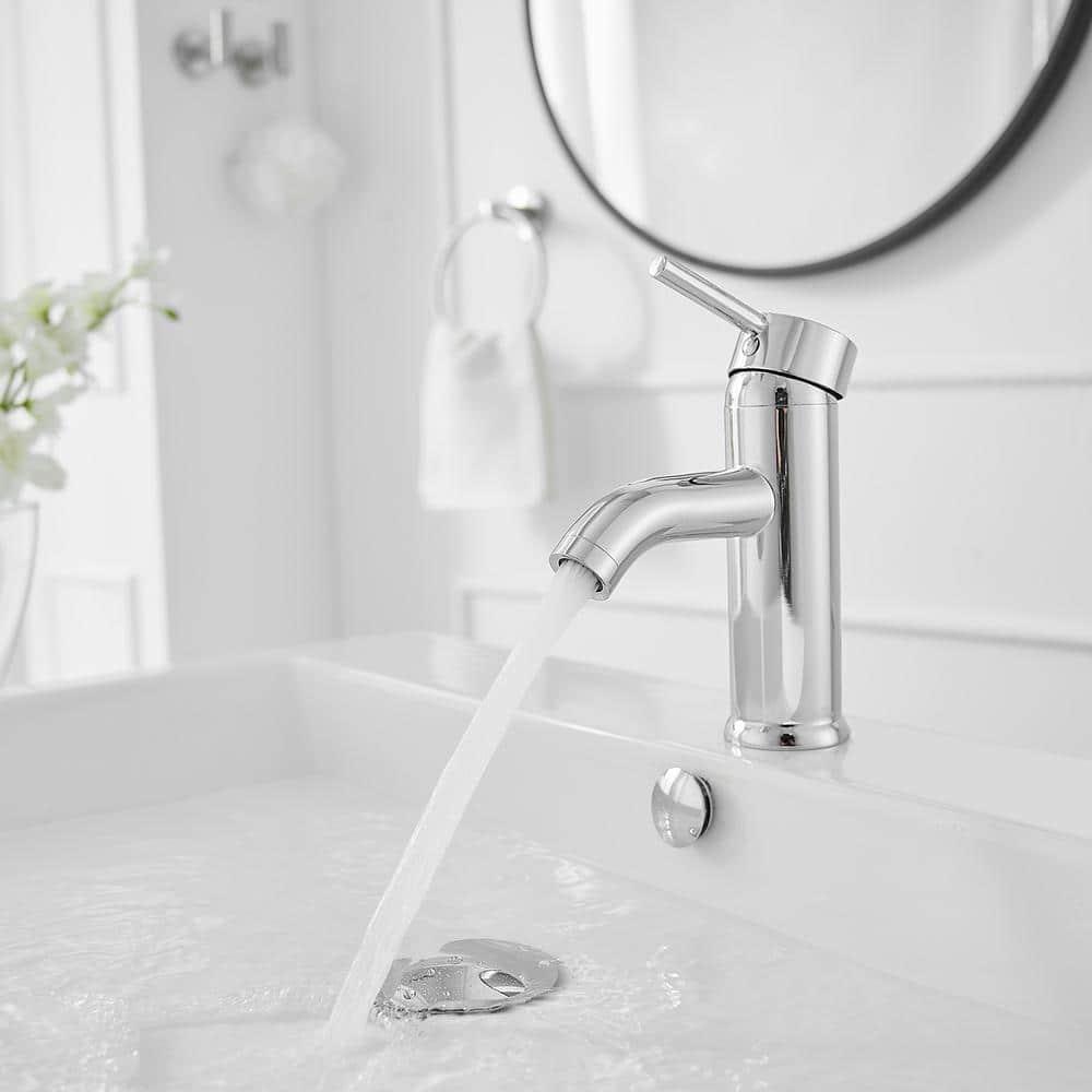 Single-Hole Single-handle Bathroom Faucet with Drain Assembly