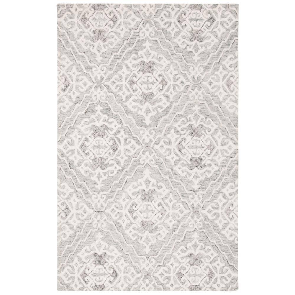 Micro-Loop MLP905 Hand Tufted Area Rug - Grey/Ivory - 4'x6' - Safavieh.