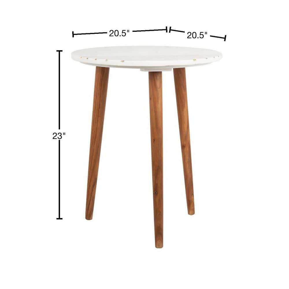 Valerie Marble Accent Table - White Marble/Brass - Safavieh.