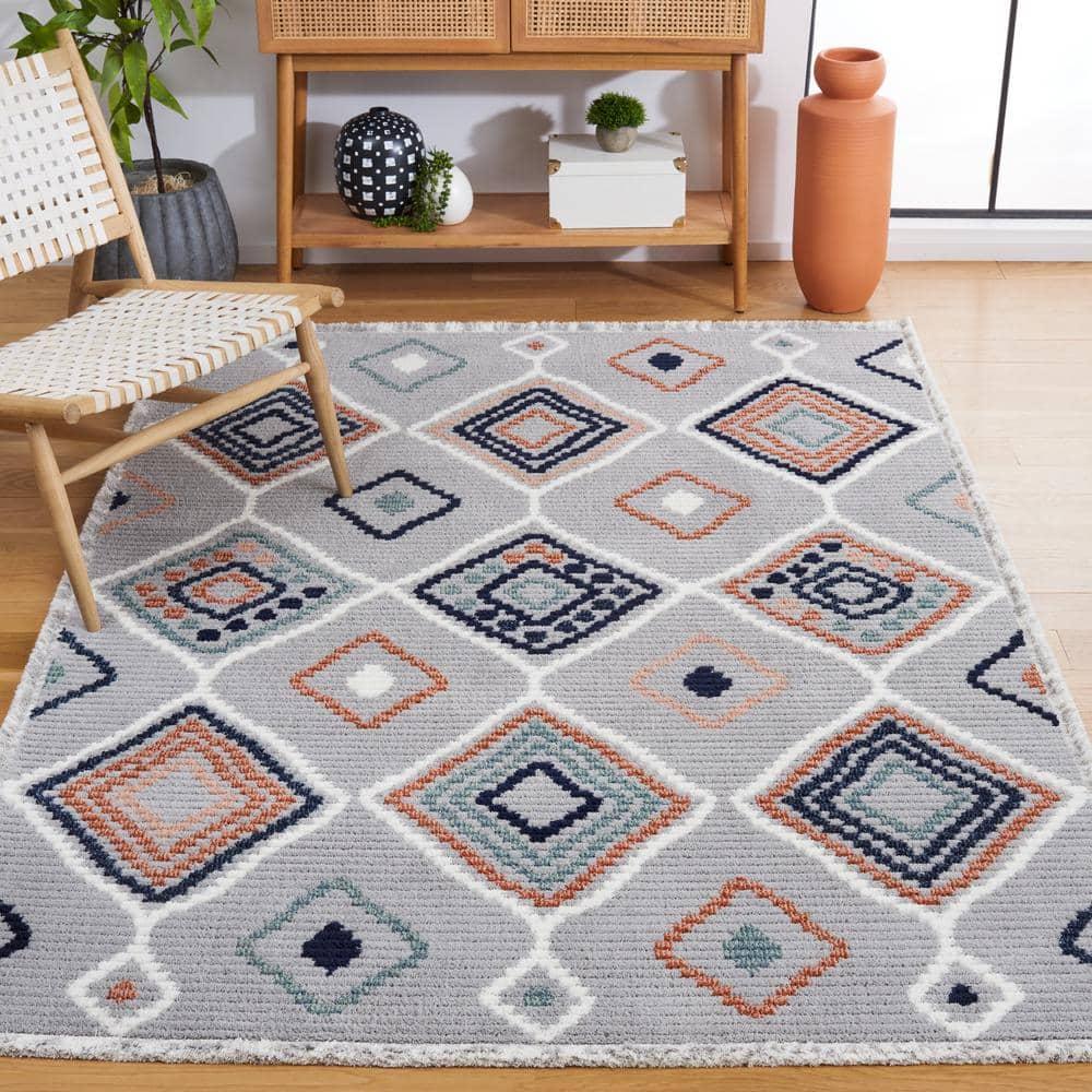 Marrakesh MRK608 Power Loomed Area Rug - Gray/Blue Rust - 5'3"x7'6" - Safavieh.