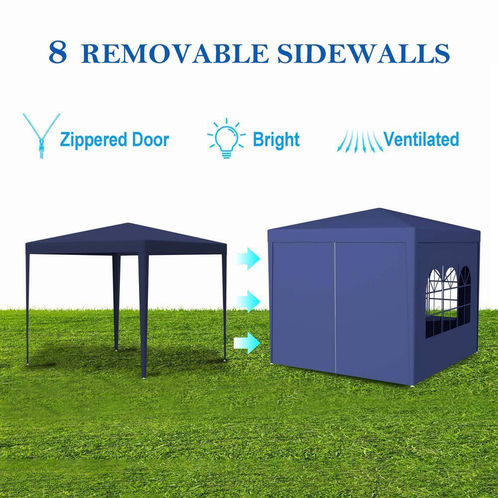 Gzxs 10X10Ft Canopy Tent Outdoor Activity Canopy Shelter Gazebo with 4 Removeable Sidewalls, Party Wedding BBQ Events Tent (Blue)