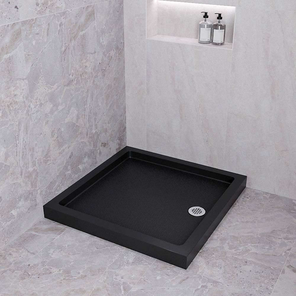 Streamline Bath NT-2151-36BL-RH Streamline NT-2151-36BL-RH 36 in. x 36 in. Corner Acrylic Shower Base in Glossy Black with Right Hand Drain, Drain Included
