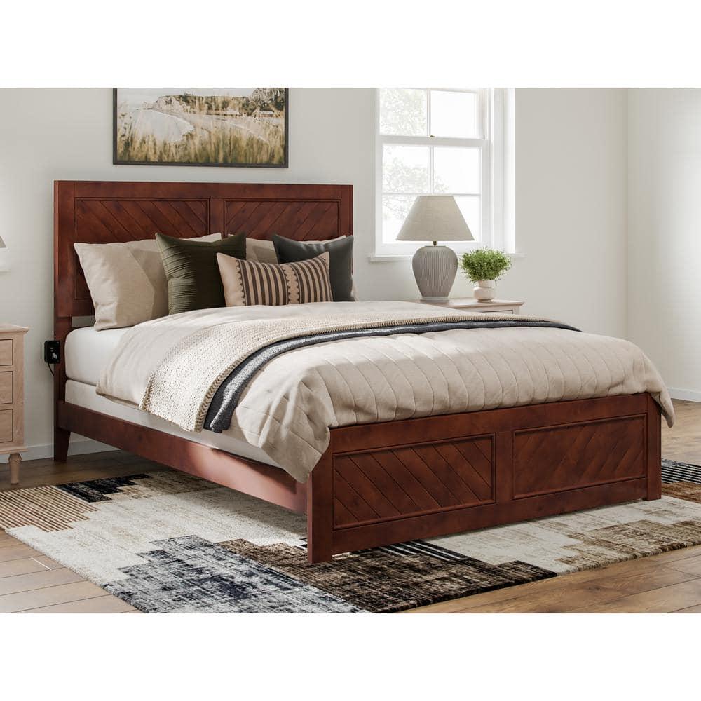 AFI Canyon Walnut Solid Wood Foundation Bed Frame with Matching Footboard, Queen