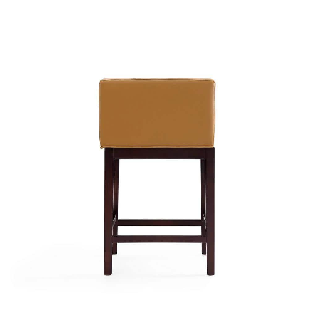 Set of 3 Kingsley Upholstered Beech Wood Counter Height Barstools Camel - Manhattan Comfort