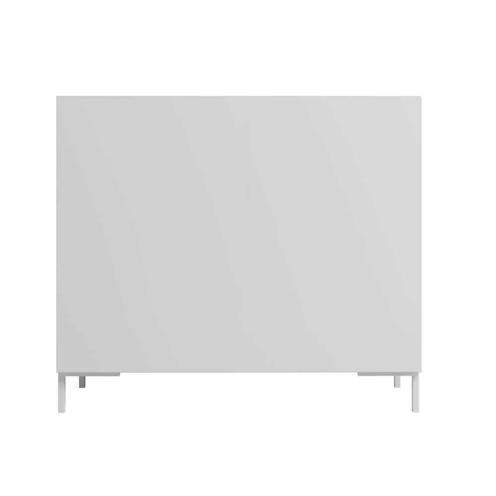 Manhattan Comfort Bogardus Mid - Century Modern 4 Shelf Accent Cabinet White: Painted Particle Board, Fixed Shelves, Anti-Tip Hardware