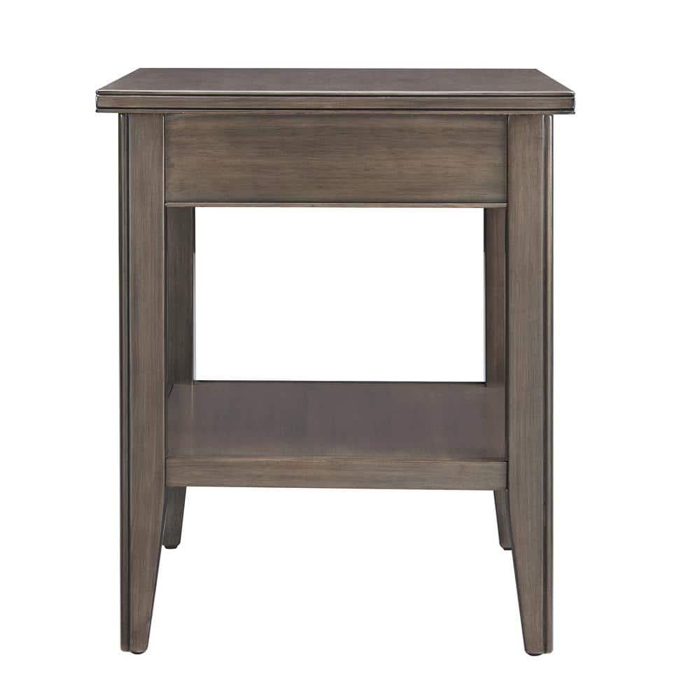 Leick Home 10507-GR Laurent End Table with Drawer and Display Shelf, Gray