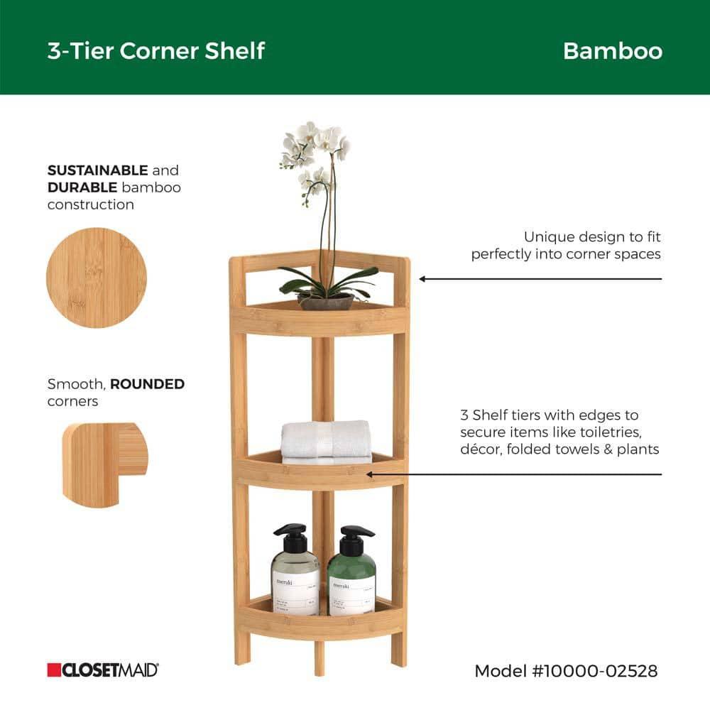 ClosetMaid 3-Tier Bamboo Corner Shelf - ClosetMaid