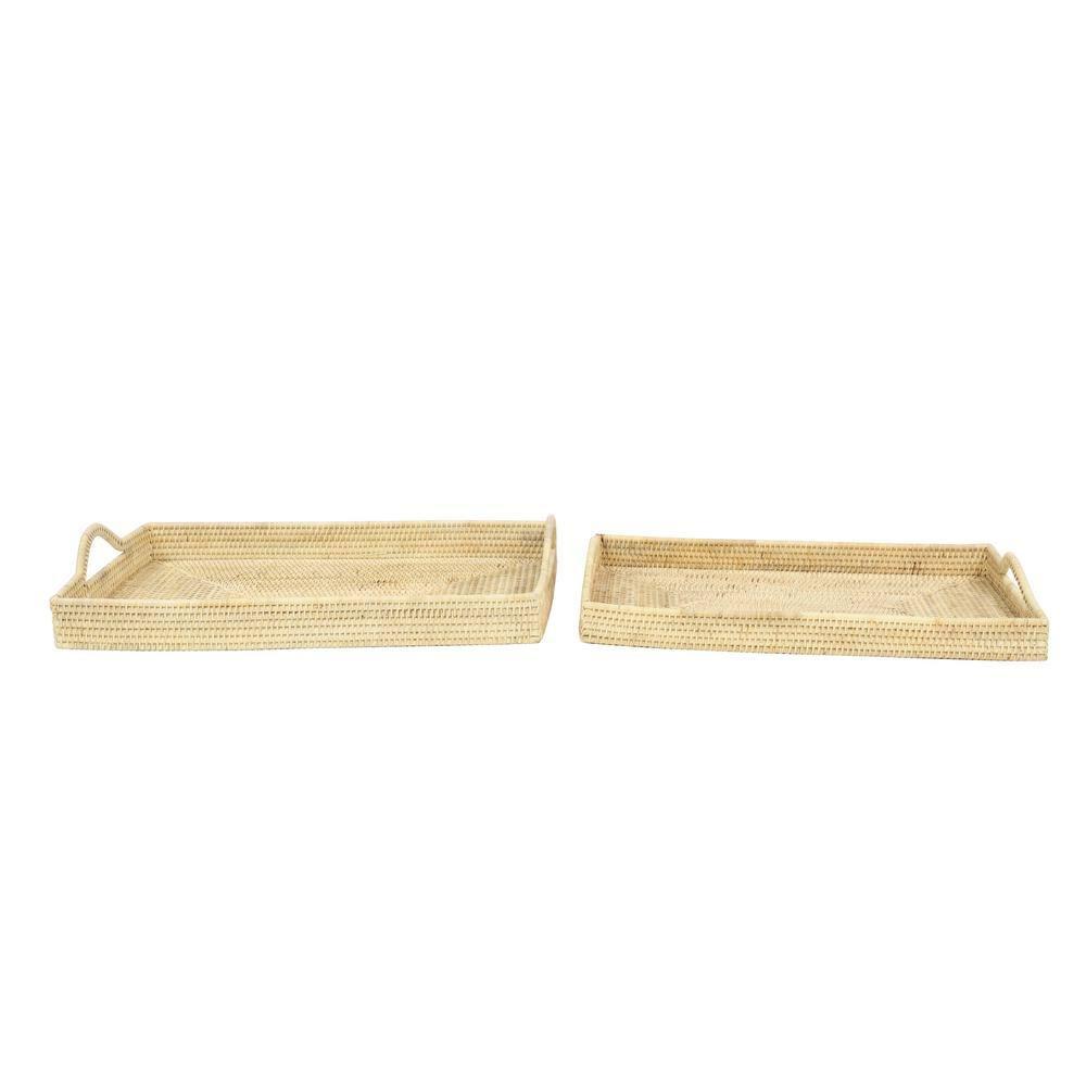 Set of 2 Handwoven Bamboo Trays Natural - Olivia & May