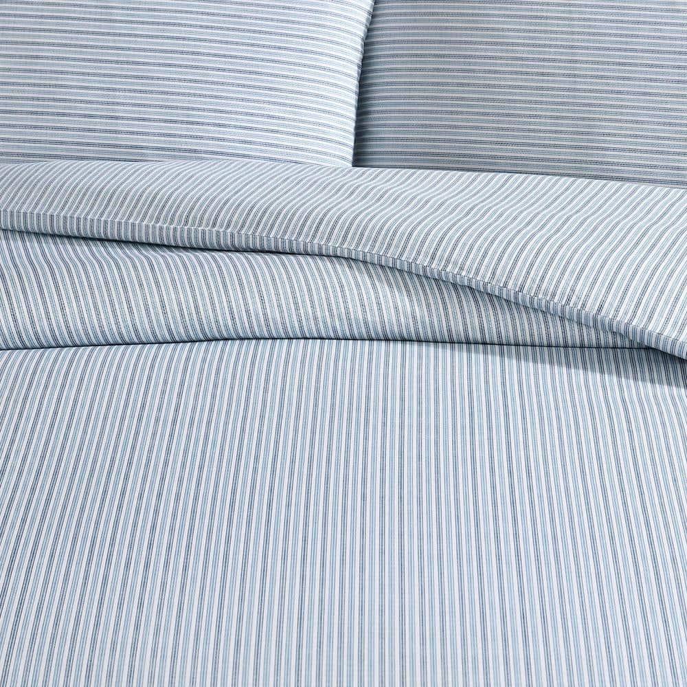 Eddie Bauer Eddie Bauer Ticking Stripe Navy Cotton Percale Duvet Cover Set