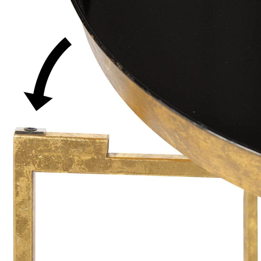 Kate and Laurel Celia Round Metal Side Table, 18.25x18.25x22, Black and Gold