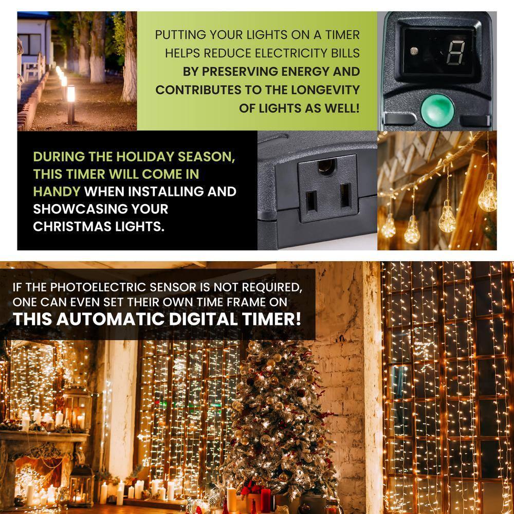 GoGreen Power (GG-36003) Outdoor Digital Timer, Photoelectric sensor, Black