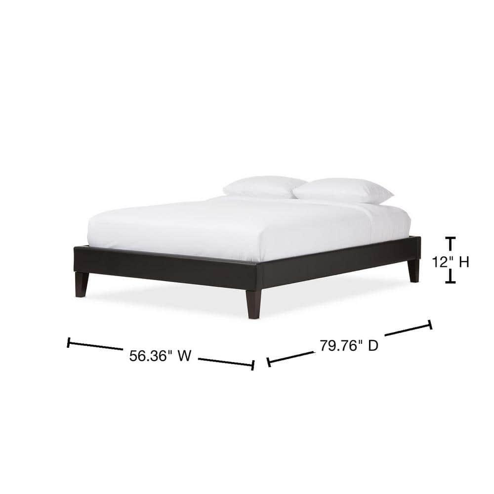 Full Lancashire Modern and Contemporary Faux Leather Upholstered Bed Frame with Tapered Legs Black - Baxton Studio