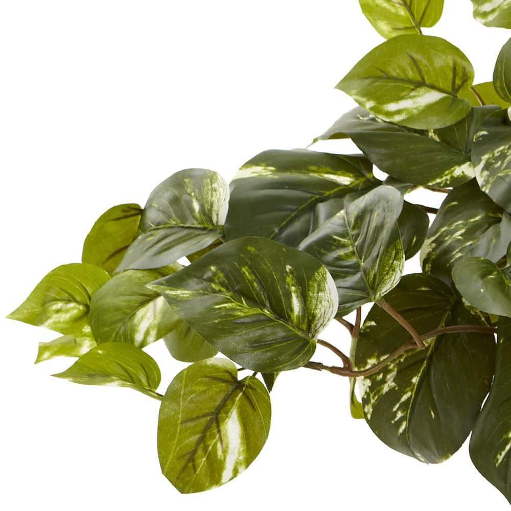 Nearly Natural 9in. Pothos Artificial Plant in White Planter (Real Touch)